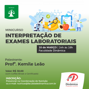 Nutrição anuncia minicurso de “Interpretação de exames laboratoriais por nutricionistas”