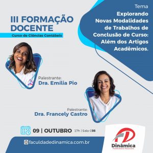 Novas modalidades de TCC nas Contábeis são tema da III Formação Docente do Curso