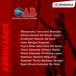 Alunos e ex-alunos da Dinâmica são aprovados em mais um exame da OAB
