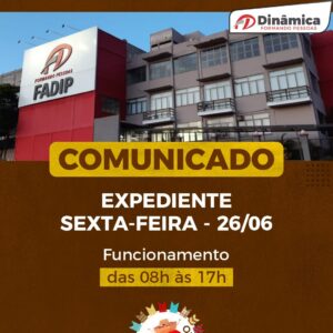 Comunicado sobre alteração no expediente desta sexta-feira (26)